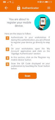 Sign&go Authenticator Screen 2