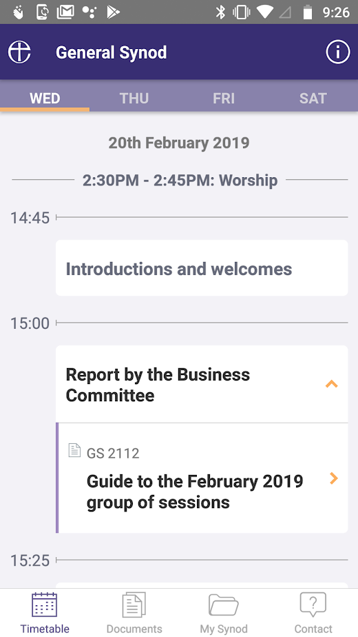 Android application General Synod screenshot