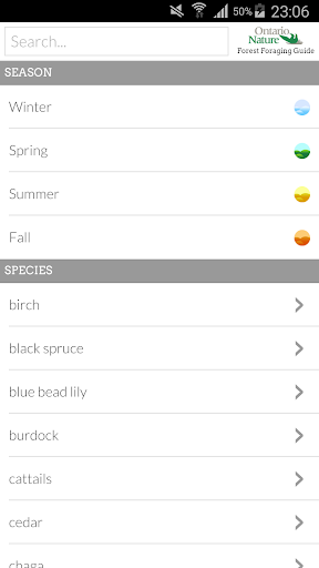 Ontario Nature Foraging Guide Screen 2