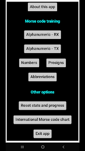 Schermata del trainer di codice Morse da 10 WPM CW