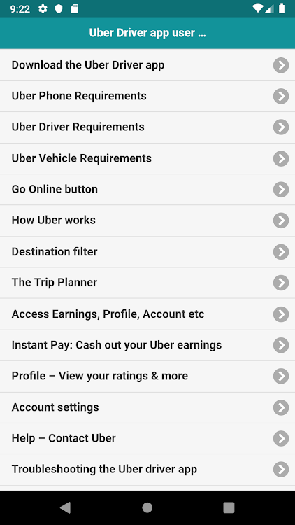 User guide for Uber driver app - 1.2 - (Android)