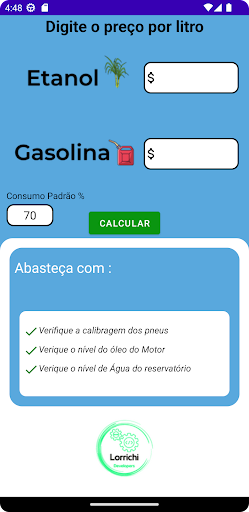 Android application Etanol ou Gasosa? screenshort