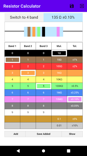 Resistor Code Calculator Screen 2