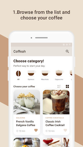 Android application Coffeah: Coffee Recipes screenshort