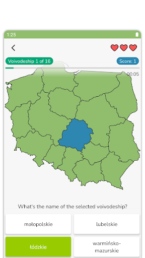 Voivodeships: Poland Map Quiz Screen 3