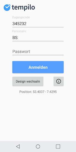 Android application tempilo screenshort