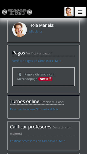 Android application Gimnasio el Mito screenshort