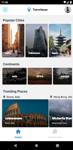 Android application Travellane: travel community screenshort