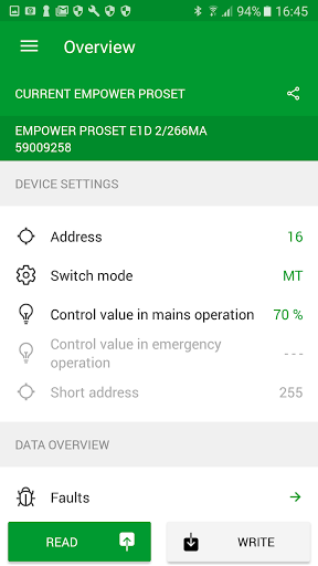 Zumtobel PROset App Screen 3