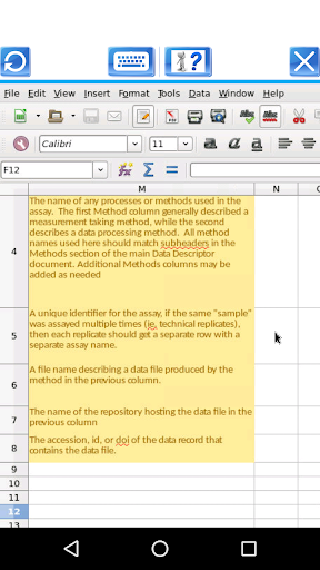 AndroCalc Spreadsheet editor f Screen 2