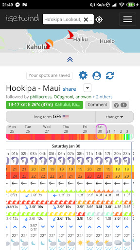 Android application iGetwind - Windy forecast screenshort