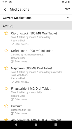 Screenshot of myFHR