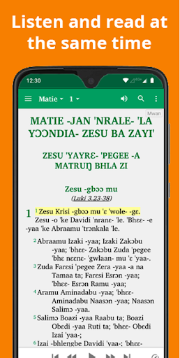 Android application Bible in Mwan - NT with audio screenshort