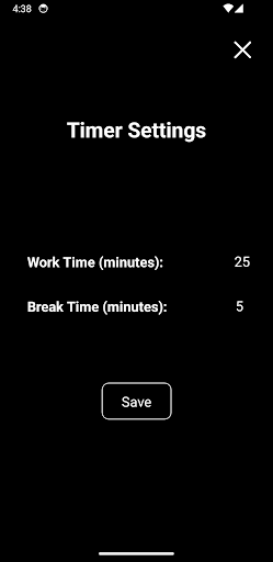 Pomodoro Productivity Timer Screen 2
