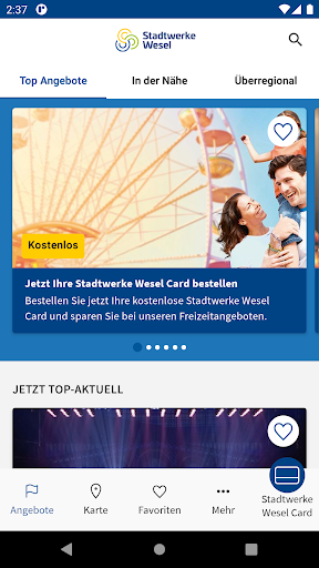 Android application Stadtwerke Wesel Card screenshort