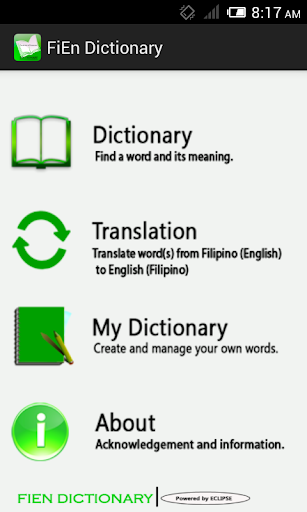 FiEn Dictionary Screen 2