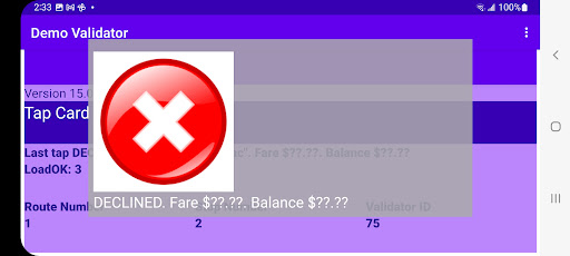 Demo Transit Validator Screen 3