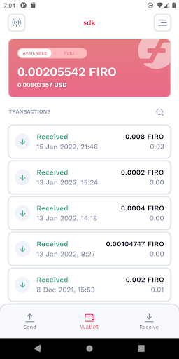 Android application Campfire Firo Wallet screenshort