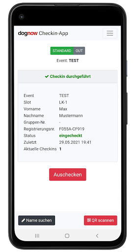 dognow Veranstalter-Checkin Screen 3