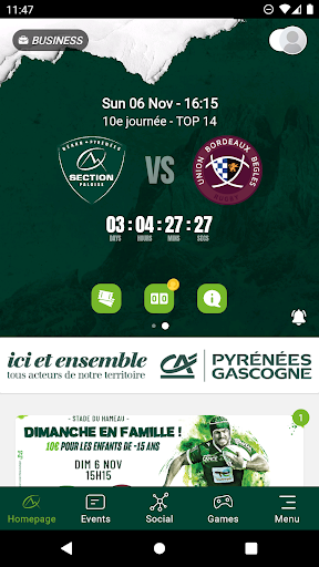 Android application Section Paloise screenshort