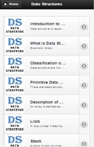 Android application Data Structure screenshort