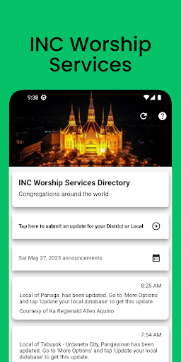 Android application INC Worship Schedule screenshort