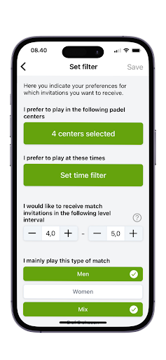padelLink Screen 2