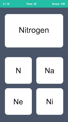 Periodic Table Game Screen 3