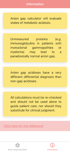 Anion Gap Calculator Screen 2