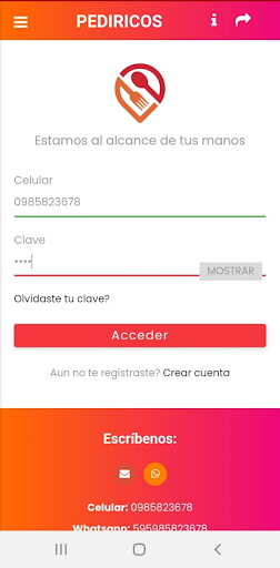 Android application Pediricos screenshort