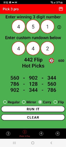 Pick 3 rundowns Screen 3