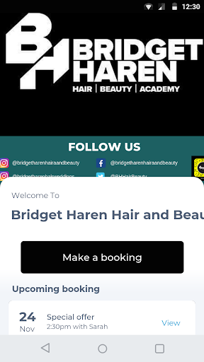 Android application Bridget Haren Hair and Beauty screenshort