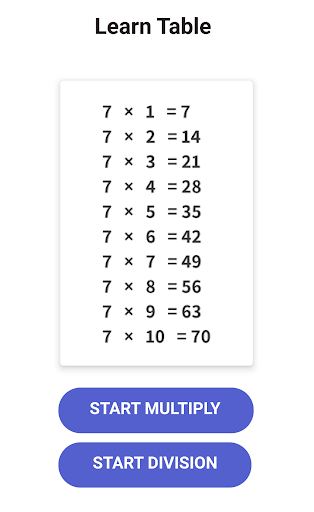 Multiplication tables - Math learning app  screenshots 1