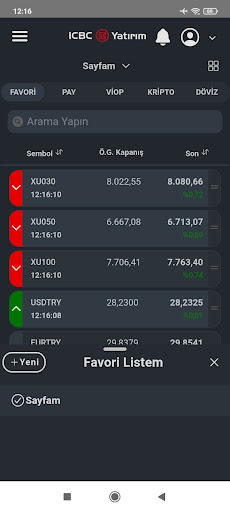 Android application ICBC Yatırım screenshort