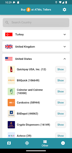 Screenshot of Bitcoin ATM Map – CoinATMRadar