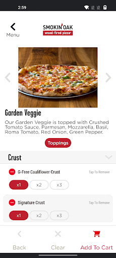 Screenshot of Smokin’ Oak Wood Fired Pizza