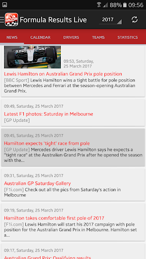 Android application Formula History Results screenshort