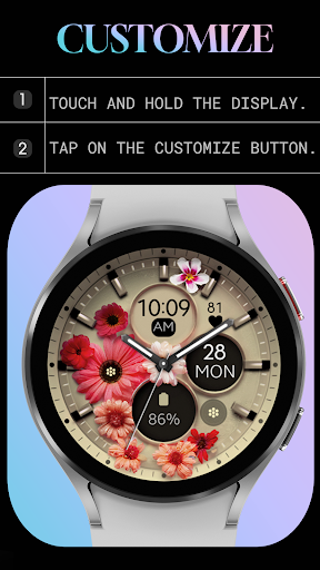 Flowers purple watch face screenshot 7