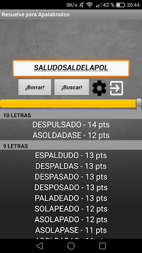 Android application Resuelve para Apalabrados screenshort