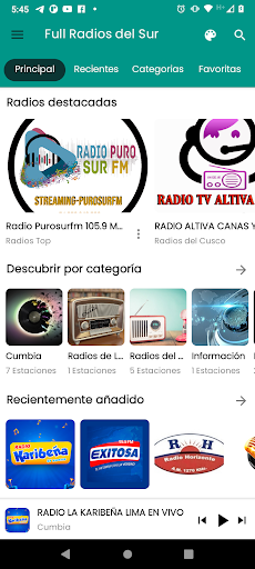 Android application FULL RADIOS DEL SUR screenshort