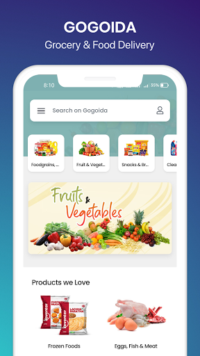 Android application Gogoida: Food Grocery Delivery screenshort