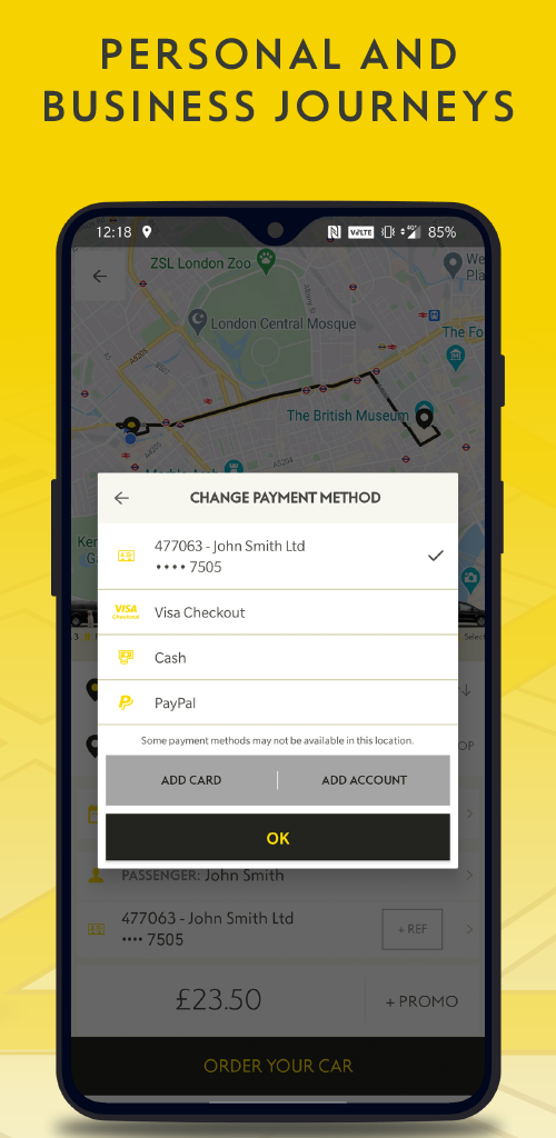 Android application Addison Lee: Minicab & Courier screenshort