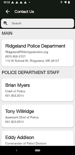 Ridgeland Police Department Screen 2