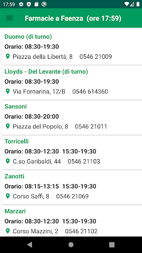 Android application Faenza Farmacie screenshort