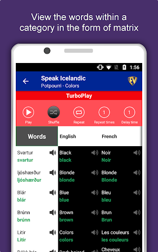 Screenshot of Learn Icelandic Language App