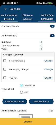 Mobile Invoice | GST Billing Screen 3