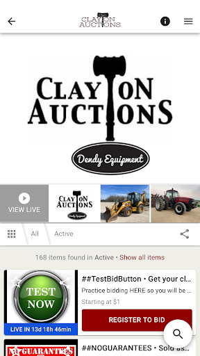Clayton Auctions Screen 2