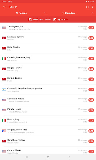 Screenshot of My Earthquake Alerts Pro