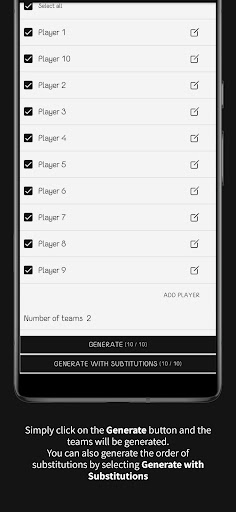 Simple Team Generator Screen 3