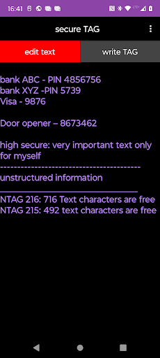 secure TAG Screen 2